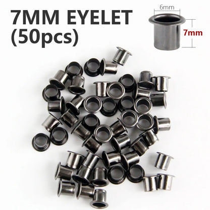 Eyelet Hole Punch Tool Kit  with 50 eyelets 6mm 7mm Gunmetal Finish for DIY Kydex Sheath Kydex Eyelet
