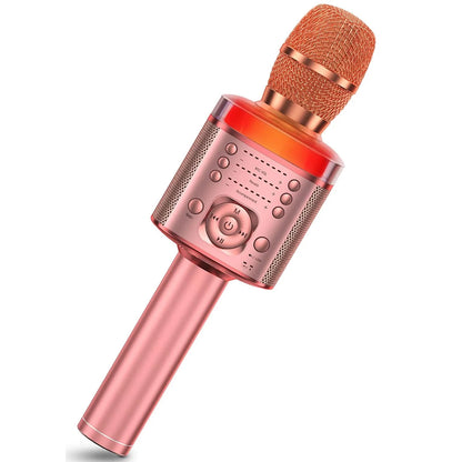 Karaoke Microphone Bluetooth Wireless Mic with Magic Sound LED Light Portable Singing Machine for Home KTV Party Adult/Kid Gift