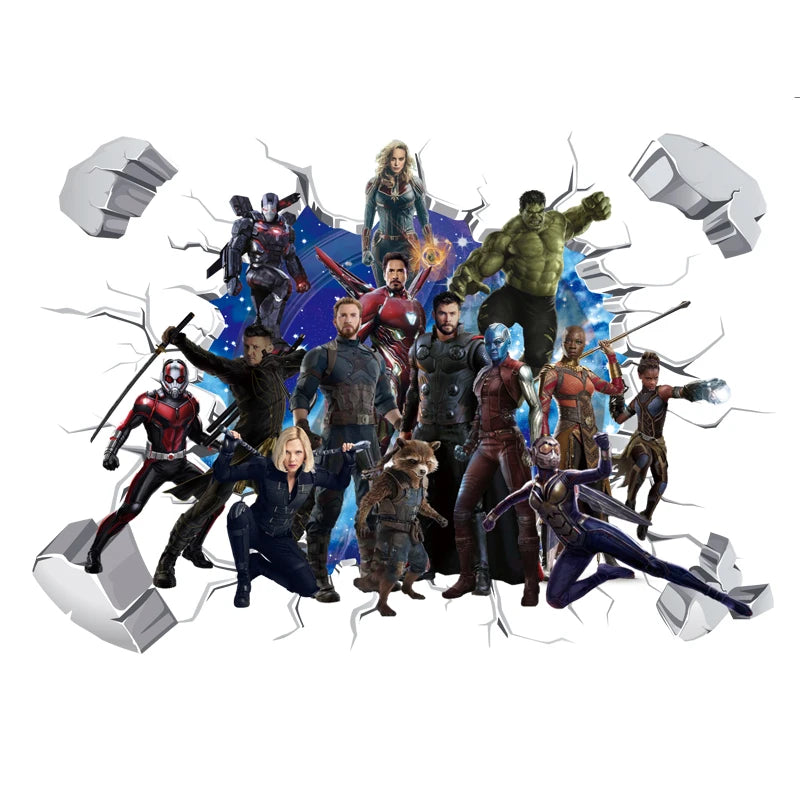 3D Avengers Captain America Cartoon Wall Stickers For Kids Room Super Heroes Decorations PVC Home Decor Wall Mural Art Posters