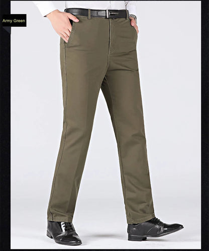 New Arrival 100% Cotton Summer Autumn Men's Casual Pants Fashion Solid Black Beige Gentle Thicken Trousers Brand Smart Suit Pant