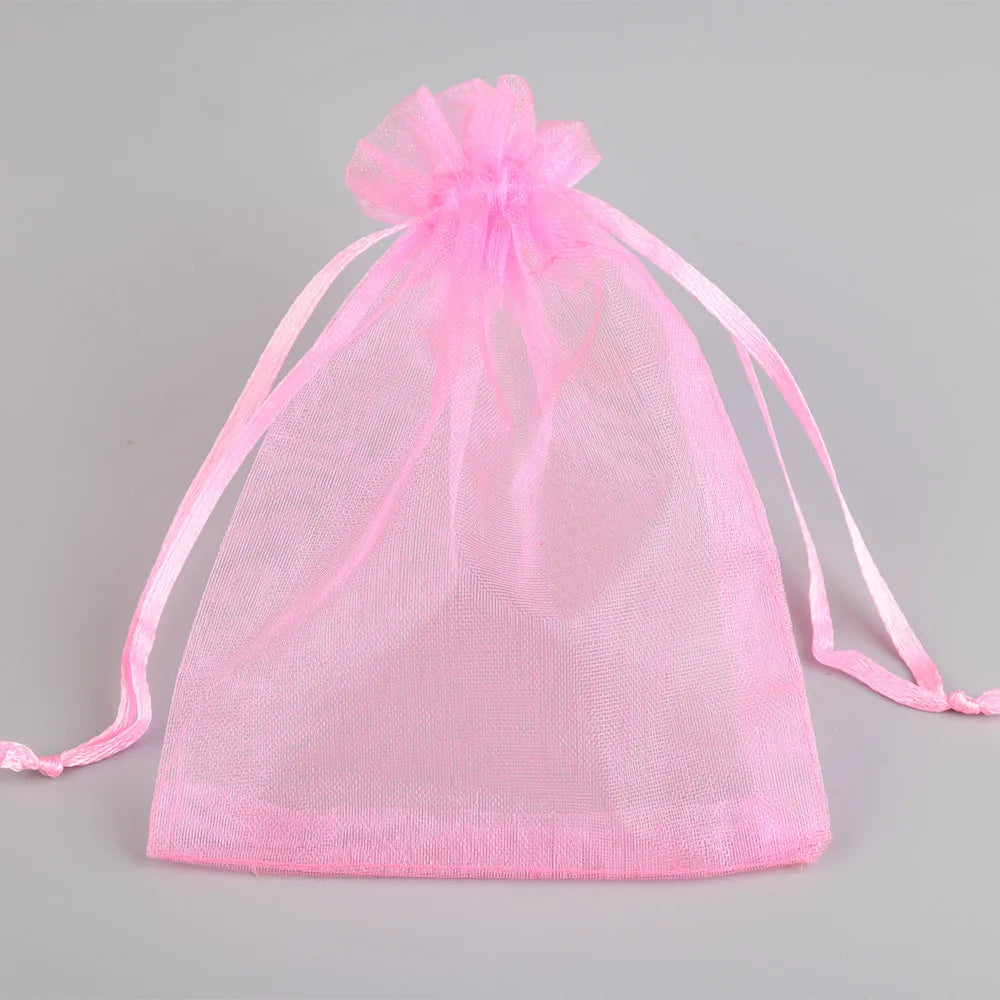 50/100pcs Colorful Organza Gift Bag 5x7 7x9 9x12 10x15 13x18cm Party Wedding Favors Candy Jewelry Packaging Drawstring pouches