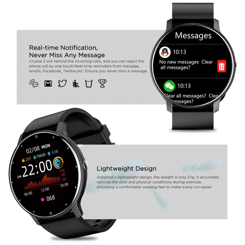 LIGE 2025 Nowy inteligentny zegarek męski, pełnoekranowy dotykowy sportowy zegarek fitness, wodoodporny IP67 Bluetooth dla Androida i iOS smartwatch Mężczyźni+pudełko