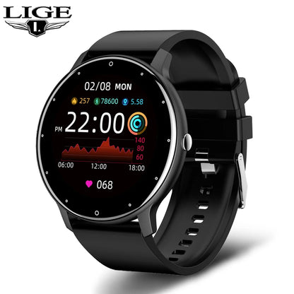 LIGE 2025 Nowy inteligentny zegarek męski, pełnoekranowy dotykowy sportowy zegarek fitness, wodoodporny IP67 Bluetooth dla Androida i iOS smartwatch Mężczyźni+pudełko