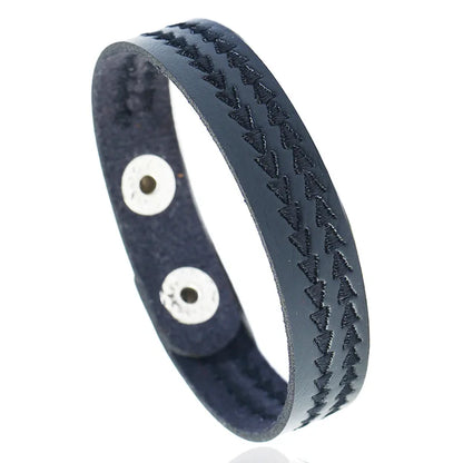 KOTik 2024 New Fashion Genuine Leather Wide Cuff Bangles Punk Vintage Three Layers Wide Black Brown Men Jewelry Bracelets