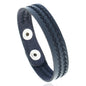 KOTik 2024 New Fashion Genuine Leather Wide Cuff Bangles Punk Vintage Three Layers Wide Black Brown Men Jewelry Bracelets