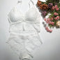 Women Lace Bra And Briefs Set Low Back Bra Crop Top Female Padded Bralette Transparent Solid Color Underwear Sexy Lingerie Set
