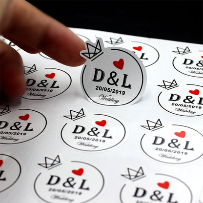 100PCS 3-10cm Custom LOGO Wedding Sticker Personalized Design Your Label Candy Gift Box Birthday Party Seal Sticker Self-adhesiv