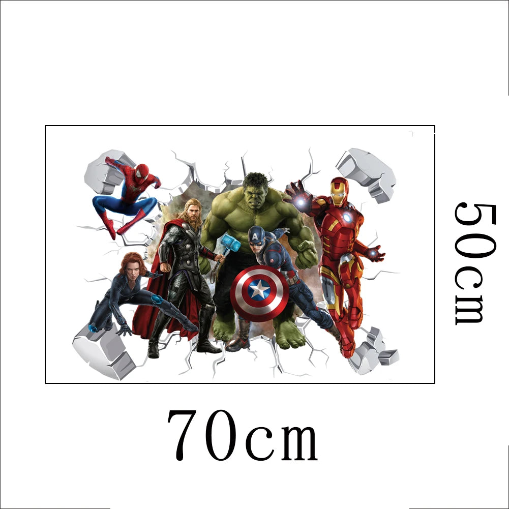 3D Avengers Captain America Cartoon Wall Stickers For Kids Room Super Heroes Decorations PVC Home Decor Wall Mural Art Posters
