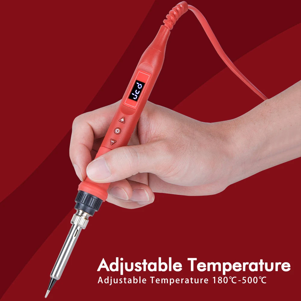 100W Digital Electric Soldering Iron Kit Set 110V/220V Temperature Adjustable Welding Tool Ceramic Heater Soldering Tips Rework