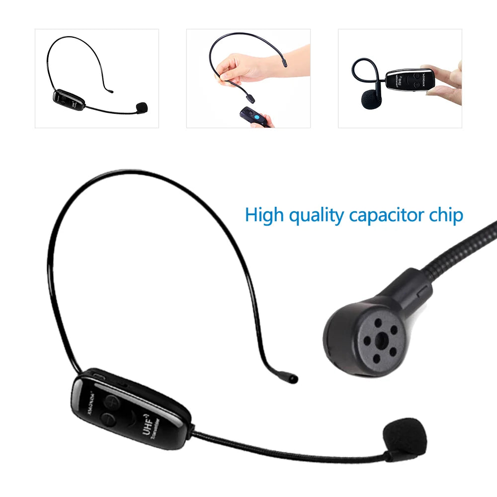 XIAOKOA Wireless Microphones Headset UHF Dual Wireless Mic 2 Wireless Mics & 1 Receiver Headset and Handheld 2 In 1 Rechargeable