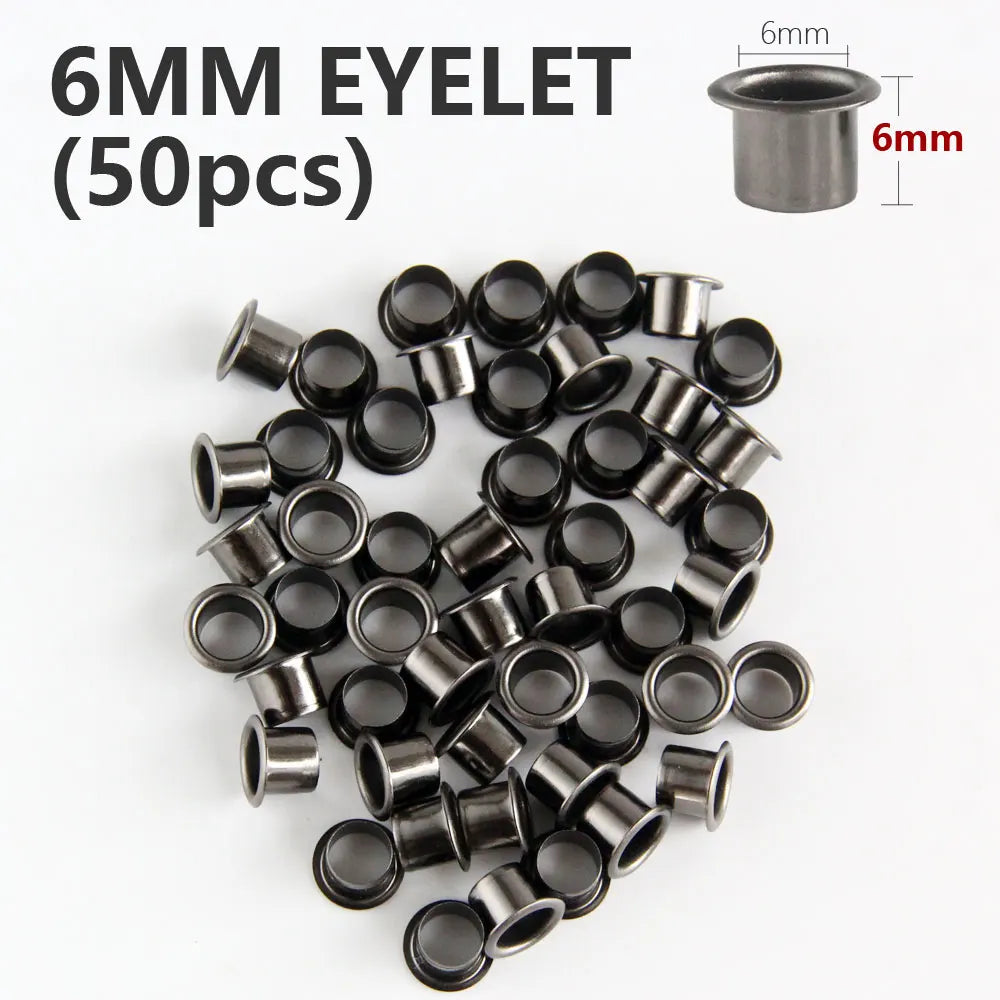 Eyelet Hole Punch Tool Kit  with 50 eyelets 6mm 7mm Gunmetal Finish for DIY Kydex Sheath Kydex Eyelet