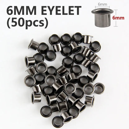 Eyelet Hole Punch Tool Kit  with 50 eyelets 6mm 7mm Gunmetal Finish for DIY Kydex Sheath Kydex Eyelet