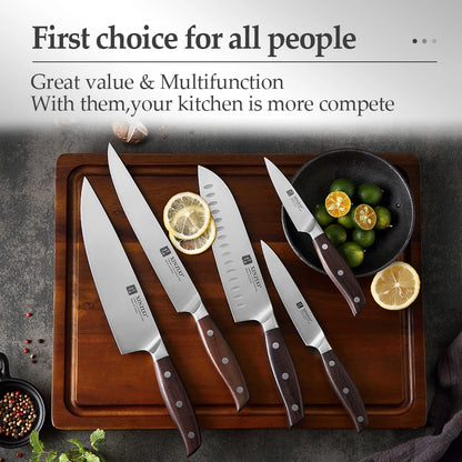 XINZUO 1-5PCS High Quality 3.5+5+8+8+8"  Paring Utility Cleaver Chef Knife Germany 1.4116 Stainless Steel Kitchen Knife Sets