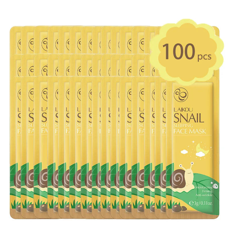 100 Pcs LAIKOU Moisturizing Sleeping Mask Sakura Snail Seaweed Centella Face Mask Tendering & Nourishing Oil-control Skin Care