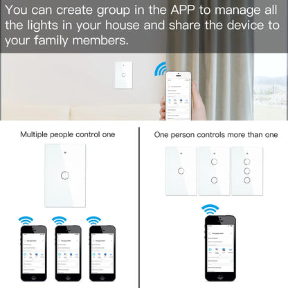 MOES ZigBee Touch Smart Light Switch With Neutral/No Neutral , US Wall Switch No Capacitor Smart Life/Tuya Works with Alexa