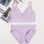 Women Seamless Bra Panties Set U Back Bra Fitness Crop Top Sexy Lingerie Set No Pads Brassiere Low Rise Briefs Underwear Set