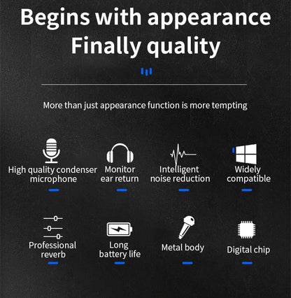 Portable Mini Wireless Condenser Mic Gadget Home Noise Reduction Microphone Integrated Audio Confere for Singing Songs