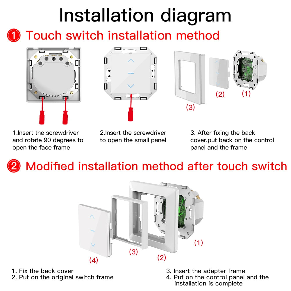 MOES Touch Design WiFi Smart Curtain Switch for Motorized Curtains and Roller Blinds work with Tuya Smart Life App Alexa Google