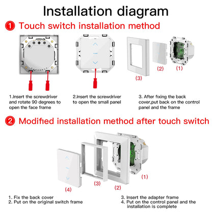 MOES Touch Design WiFi Smart Curtain Switch for Motorized Curtains and Roller Blinds work with Tuya Smart Life App Alexa Google