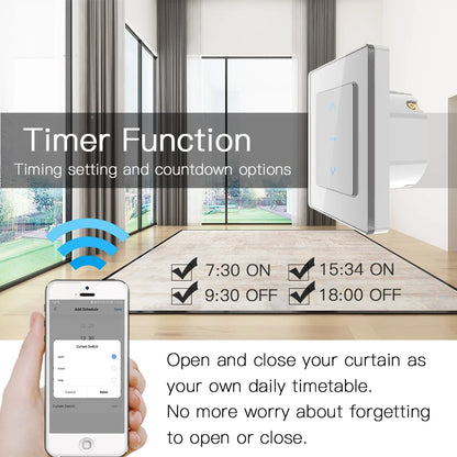 MOES Touch Design WiFi Smart Curtain Switch for Motorized Curtains and Roller Blinds work with Tuya Smart Life App Alexa Google