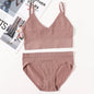 Women Seamless Bra Panties Set U Back Bra Fitness Crop Top Sexy Lingerie Set No Pads Brassiere Low Rise Briefs Underwear Set