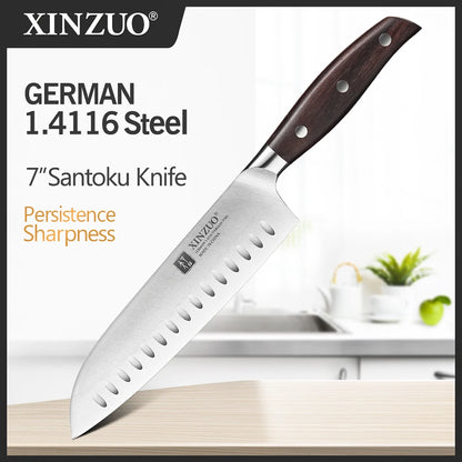 XINZUO 1-5PCS High Quality 3.5+5+8+8+8"  Paring Utility Cleaver Chef Knife Germany 1.4116 Stainless Steel Kitchen Knife Sets