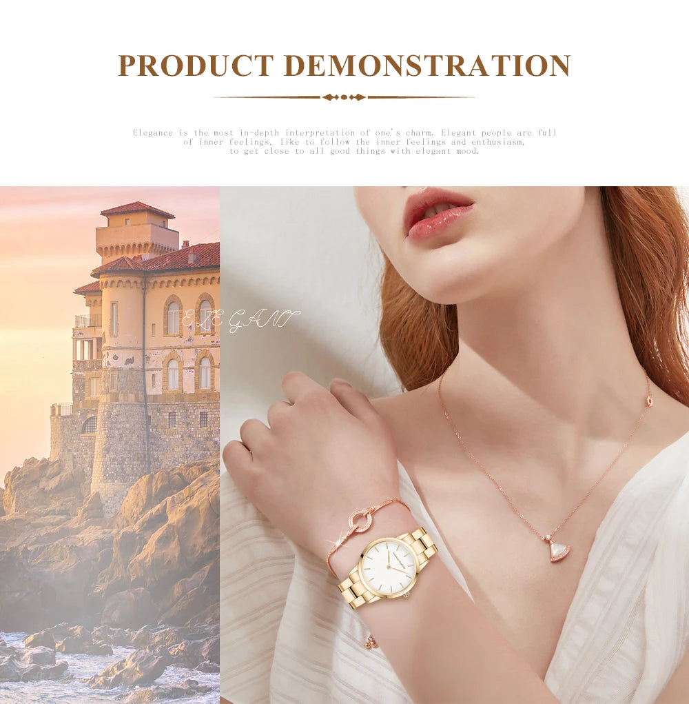 2021 New Watch Women Watches Set Top Brand Luxury Gold Waterproof Quartz Wrist watch ladies Clock Fashion Simple Women Relogio