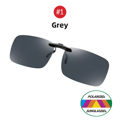 VIVIBEE Mens Fishing Clip On Sunglasses Mirror Blue Eyeglasses Polarized UV400 Women Square Night Vision Driving Sun Glasses