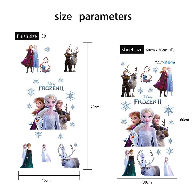 Cartoon diy frozen princess Elsa Anna wall stickers girl Children room background decoration removable kids bedroom poster decal