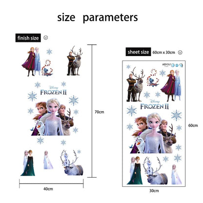 Cartoon diy frozen princess Elsa Anna wall stickers girl Children room background decoration removable kids bedroom poster decal