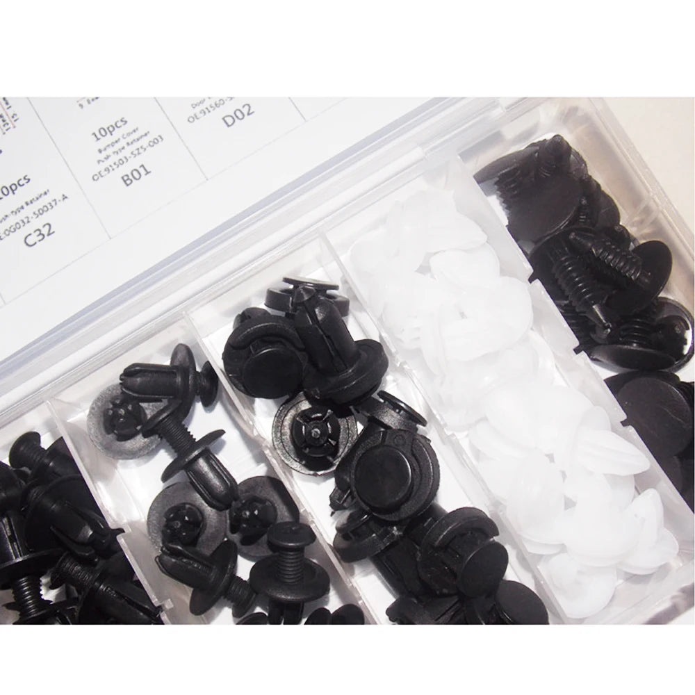 100pcs Trim Panel Retainer Fastener Kit Mixed Auto Fastener Clip Car Body Push Retainer Pin Rivet Bumper Door Car Accessories