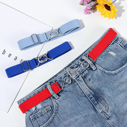 1PC Fashion Adjustable Children Elastic Belts Wide Candy Color Waist Belt Stretch Canvas Belt For Jeans Pants Kids Casual Belts