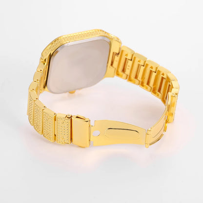 2024 Full Iced Out Watch Mens Cuban Link Chain Bracelet watch Bling Jewelry for Men Big Gold Chains Hip Hop Men Watch Set