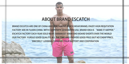 Escatch 2026 Summer New Mens Shorts Polyester Quick Dry Board Mesh Liner Side Pockets Run Gym Swimsuit Surf Swim Trunks For Man