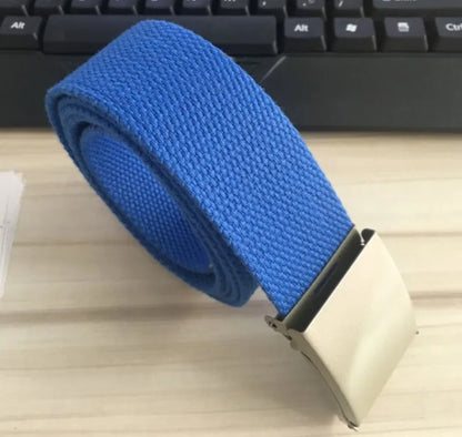 Fashion New Unisex Trousers Belts Canvas Belt Metal Buckle Men Women Boys Jeans Belts Candy Colors Top Quality Luxury Belts
