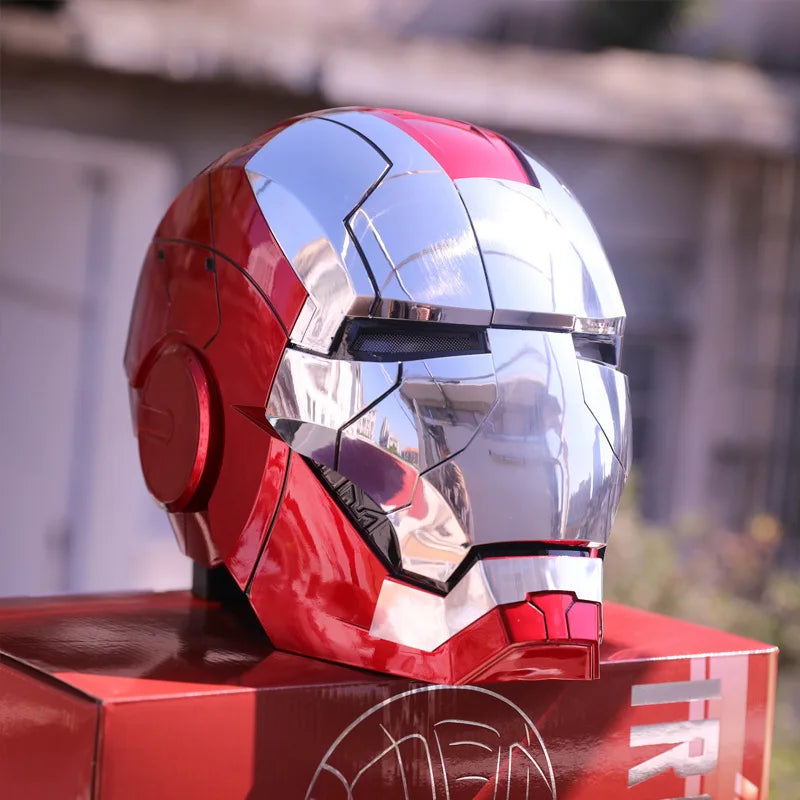 New AutoKing 1/1 Mk5 Iron Man Helmet Cosplay Voice Control Eyes with Light Model Toys for Adult Electric Wearable Christmas Gift
