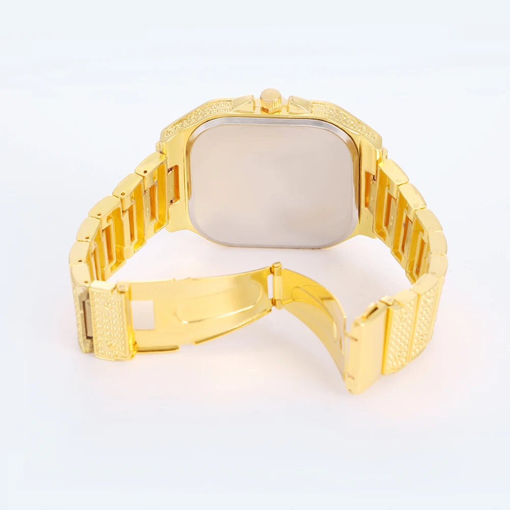 2024 Full Iced Out Watch Mens Cuban Link Chain Bracelet watch Bling Jewelry for Men Big Gold Chains Hip Hop Men Watch Set