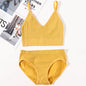 Women Seamless Bra Panties Set U Back Bra Fitness Crop Top Sexy Lingerie Set No Pads Brassiere Low Rise Briefs Underwear Set