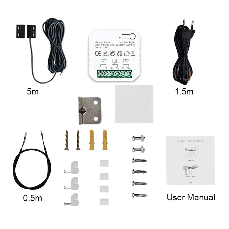 Smart Life ZigBee Garage Door Opener Controller App Remote Control Works with Tuya Alexa Google Home Zigbee2MQTT Gateway Needed