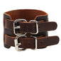 KOTik 2024 New Fashion Genuine Leather Wide Cuff Bangles Punk Vintage Three Layers Wide Black Brown Men Jewelry Bracelets
