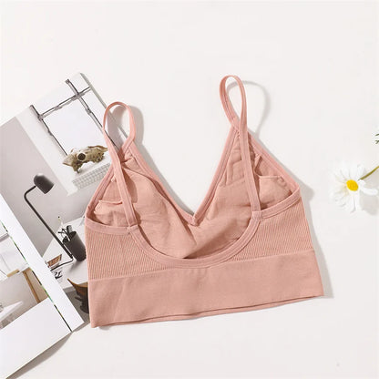 Women Seamless Bra Panties Set U Back Bra Fitness Crop Top Sexy Lingerie Set No Pads Brassiere Low Rise Briefs Underwear Set