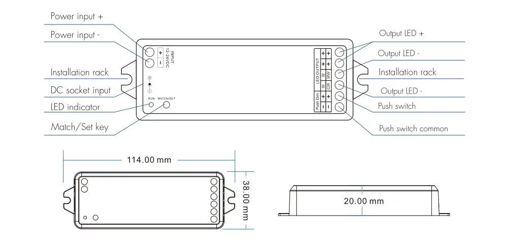 Tuya Zigbee Dimmer LED Switch 12V 24V 36V DC 2CH Wireless RF 2.4G Remote WIFI Smart Life CCT WW CW Strip Controller WZ1 Dimer