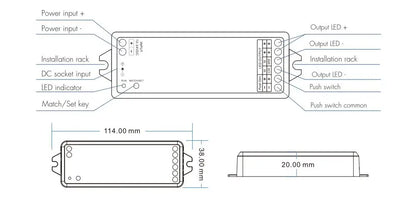Tuya Zigbee Dimmer LED Switch 12V 24V 36V DC 2CH Wireless RF 2.4G Remote WIFI Smart Life CCT WW CW Strip Controller WZ1 Dimer