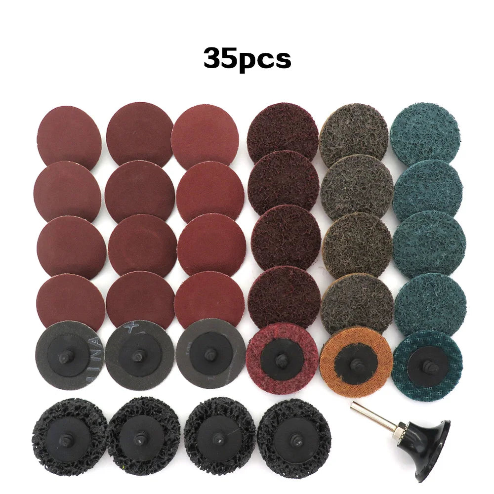 35/46/52PCS 2"Abrasive Disc Sanding Discs Roll Lock Surface Conditioning Discs R-Type Quick Change Disc with1 Disc Pad Holder
