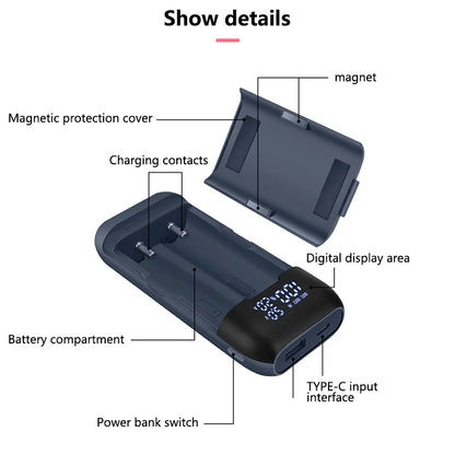 18650 Battery Charger Case DIY Power Bank Box QC3.0 PD 18W Fast Charging Case for 18650 217000 20700 Lithium Battery Charger Box