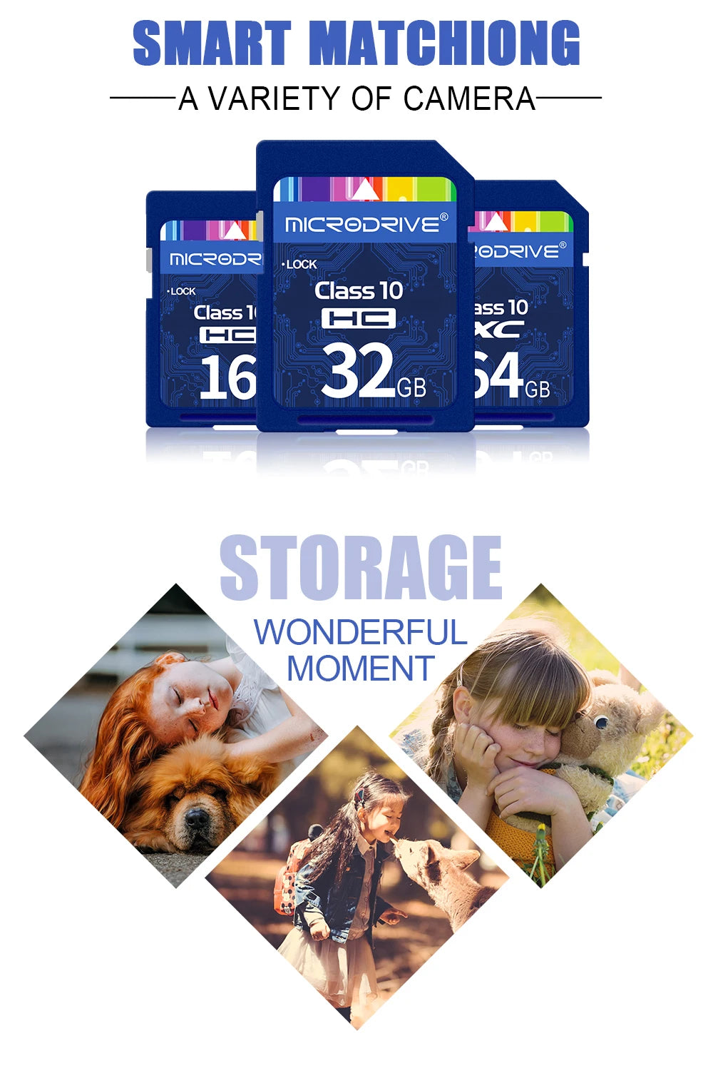 Standard SD Card  64GB 128GB 256GB SDHC/XC 16GB 32GB Normal Full Size Flash SD Memory Card High Speed for Camera