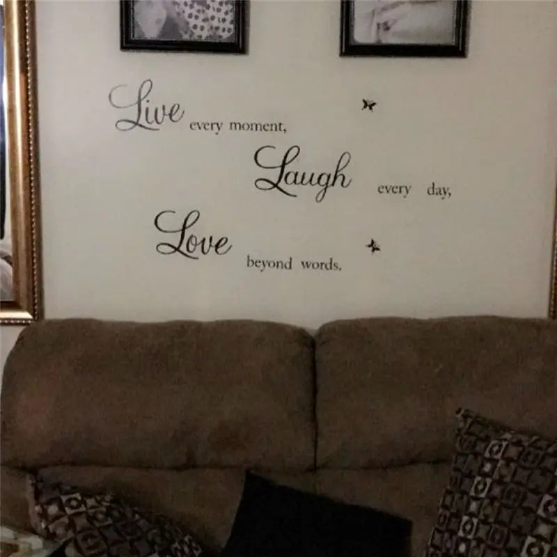 Live Every Moment Laugh Every Day Love Beyond Word Inspirational Quotes Wall Art Stickers Bedroom Home Decoration Diy Pvc Decal