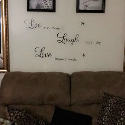 Live Every Moment Laugh Every Day Love Beyond Word Inspirational Quotes Wall Art Stickers Bedroom Home Decoration Diy Pvc Decal
