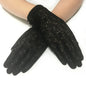 Women Summer Sexy Hollow Lace Flower Elegant Breathable Sunscreen Anti-UV Drive Cycling Touch Screen Gloves Short Pearl