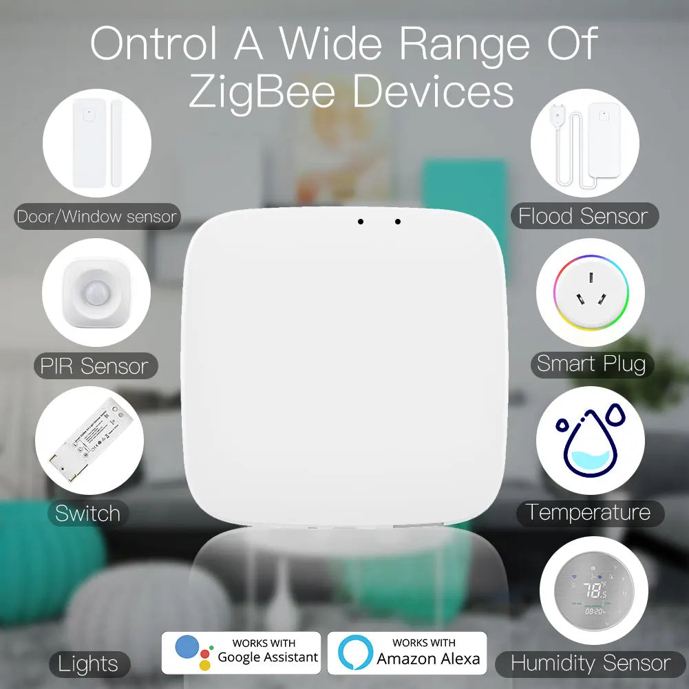 Moes Tuya ZigBee 3.0 Smart Gateway Hub Smart Home Bridge Smart Life APP Wireless Remote Controller Works with Alexa Google Home